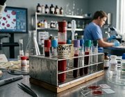 Лабораторные пробирки с кровью и биркой SWOT