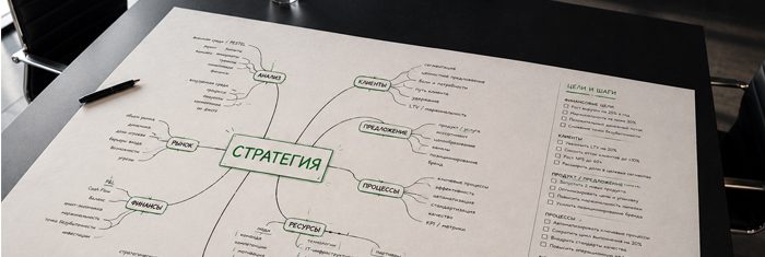 Ментальная карта разбора стратегии — распечатанный лист на столе